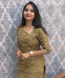 Side Cut with Potli Neck Design Warli Printed Flex Cotton Kurti with Pocket / LSS200