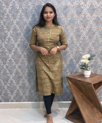 Chinese Collar with Design Warli Printed Flex Cotton Kurti  / LSS200