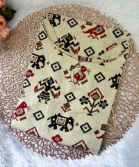 Boat Neck Design Tribal Ikat Printed Flex Cotton Kurti with Pocket / LSS193