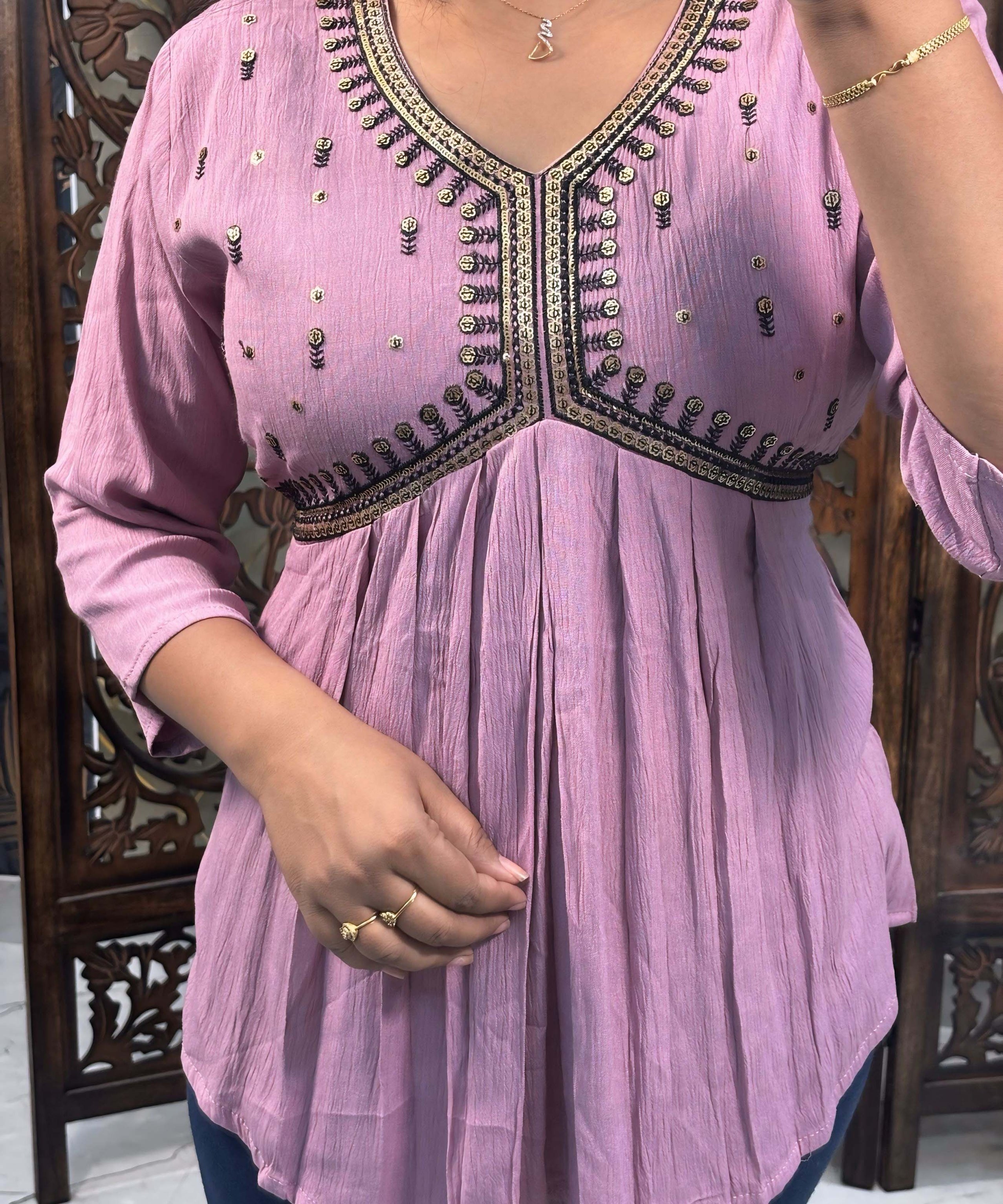 Dusty Lavender Color Western Short Top / WS002