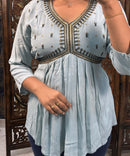 Sea Blue Color Western Short Top / WS002