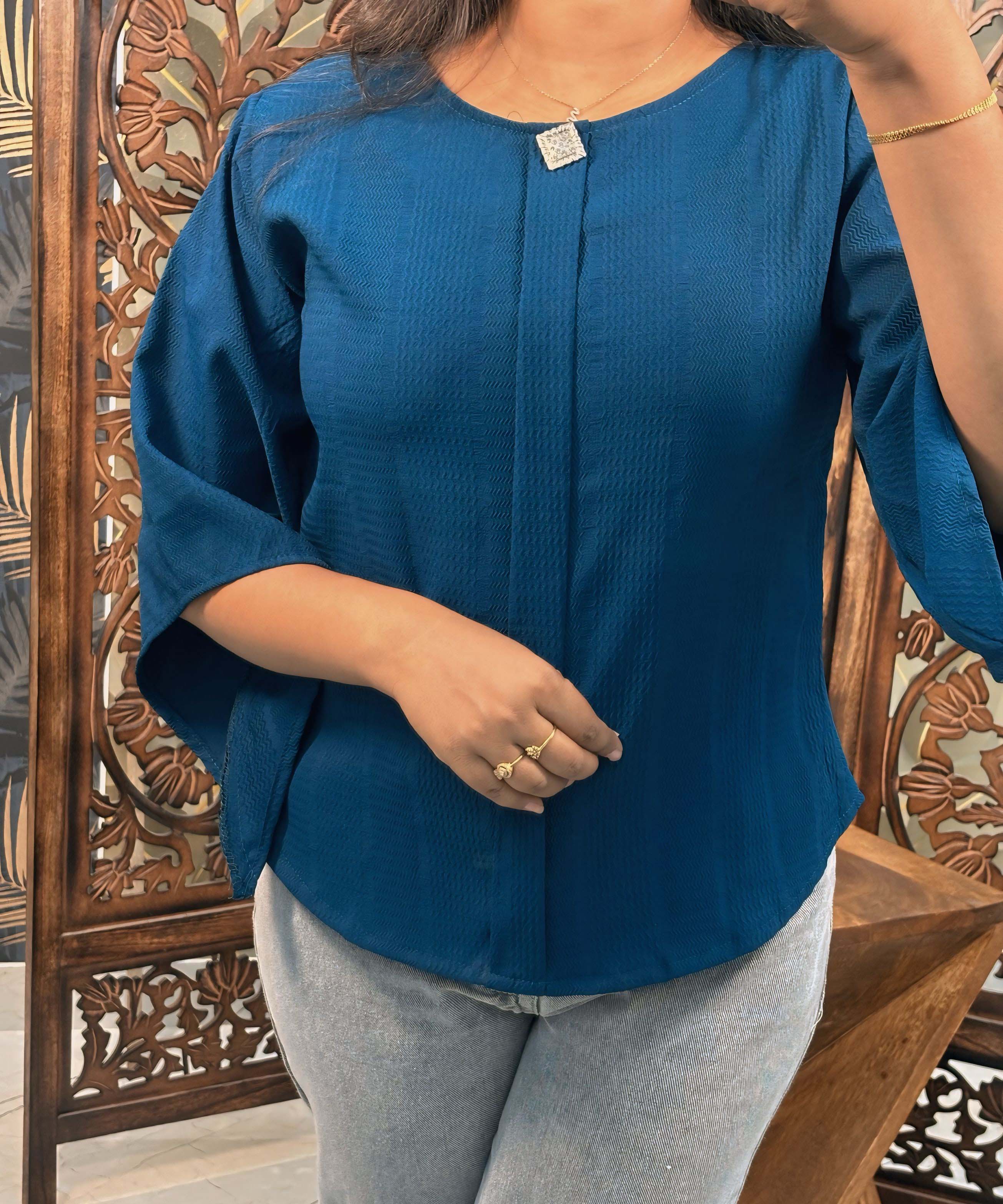 Blue Color Western Short Top / WS003