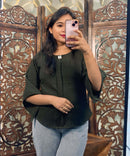 Bottle Green Color Western Short Top / WS003