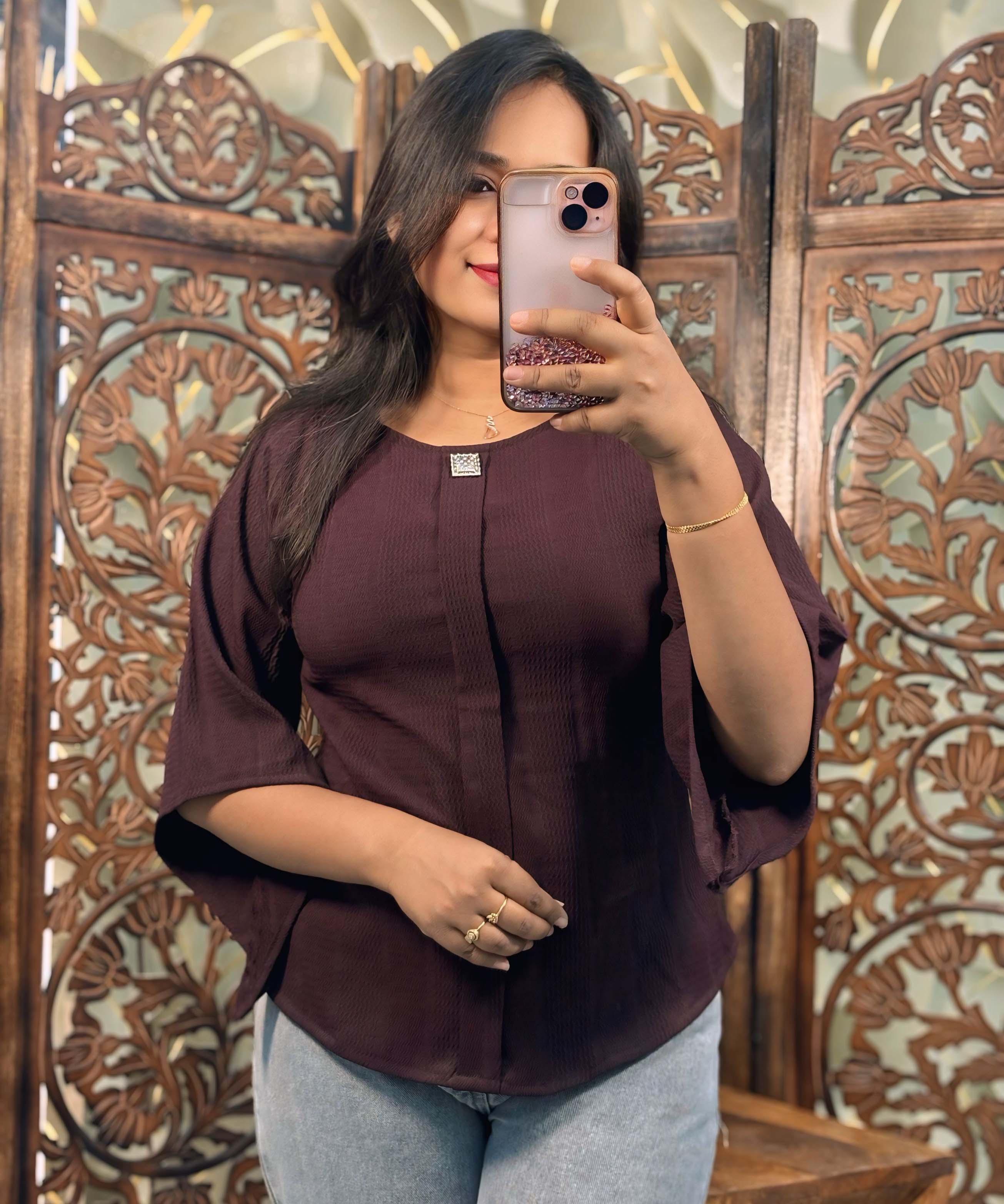 Wine Color Western Short Top / WS003