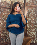 Blue Color Western Short Top / WS003