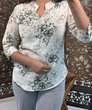 Half White and Green Color Western Short Top / WS005