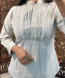 Half White and Gray Color Western Short Top / WS006