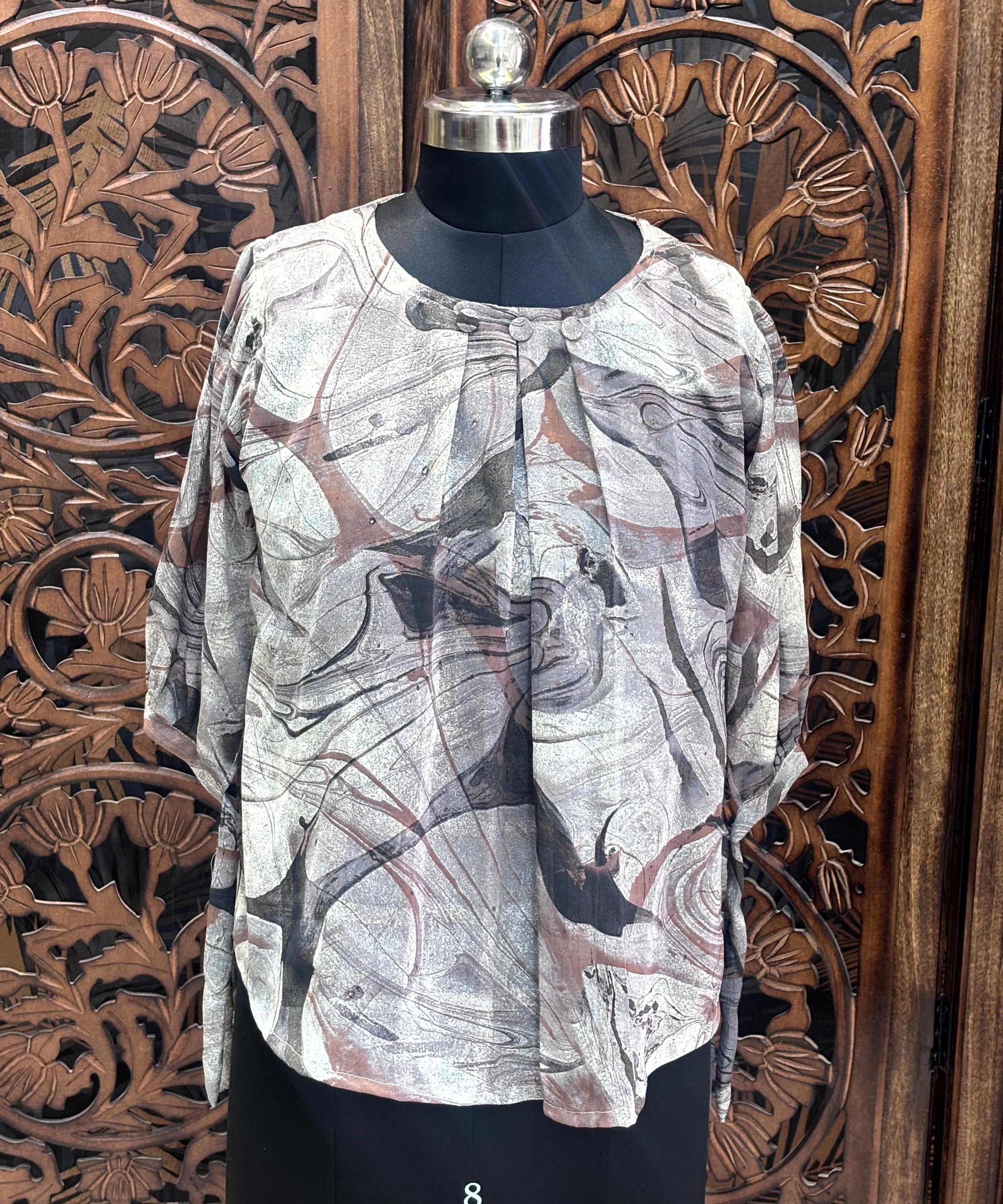 Gray with Black Color Western Short Top / WS008
