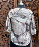 Gray with Black Color Western Short Top / WS008