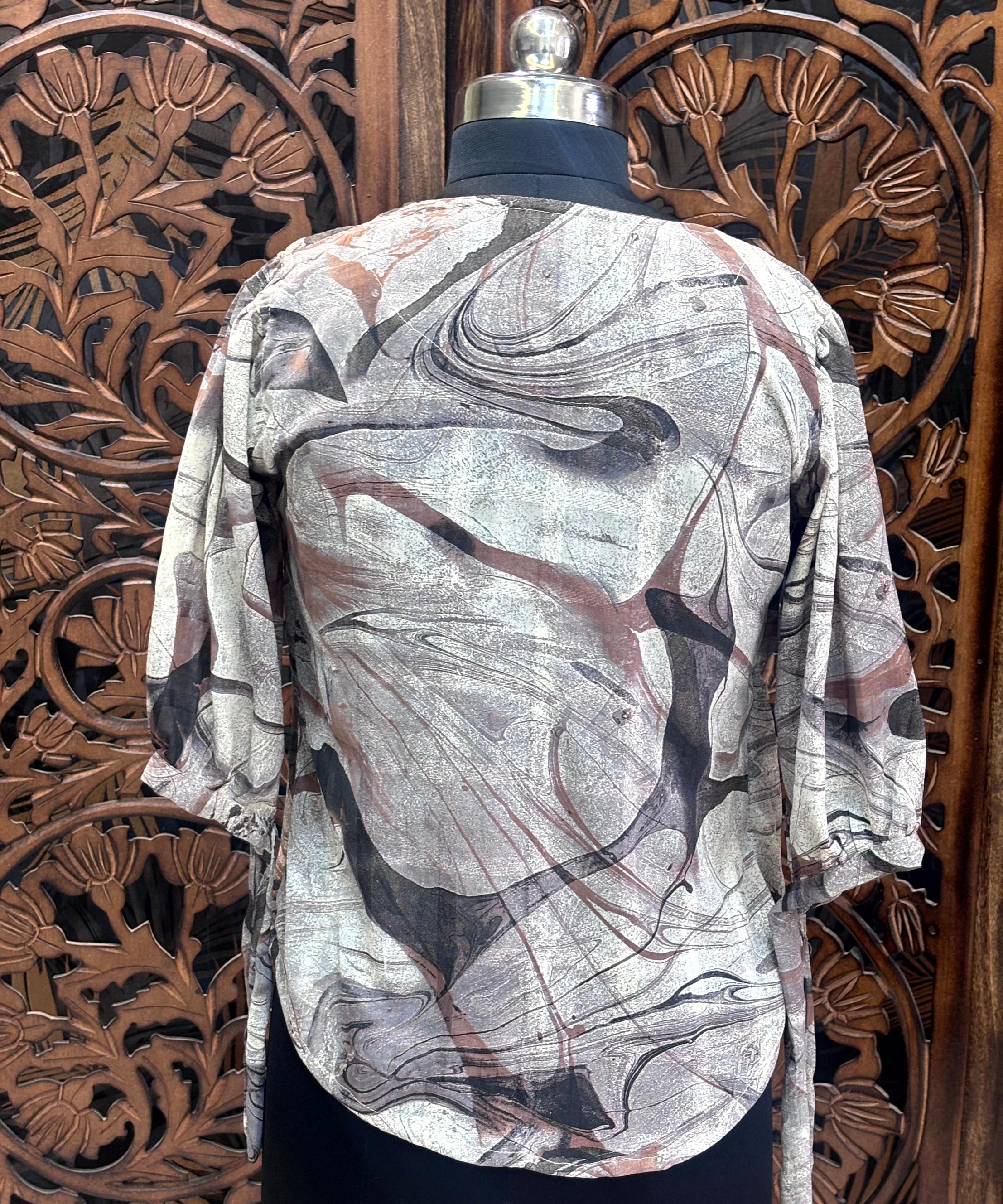 Gray with Black Color Western Short Top / WS008