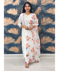 White Color Ethnic Salwar Set with Organza Dupatta / ESS294