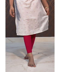 White Silk Cotton Straight Cut with Pocket Kurti / LSS139