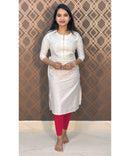 White Silk Cotton Straight Cut with Pocket Kurti / LSS139