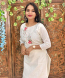 White and Black Color Cotton Salwar Set with Organza Dupatta 3 Piece Salwar Set / ESS348