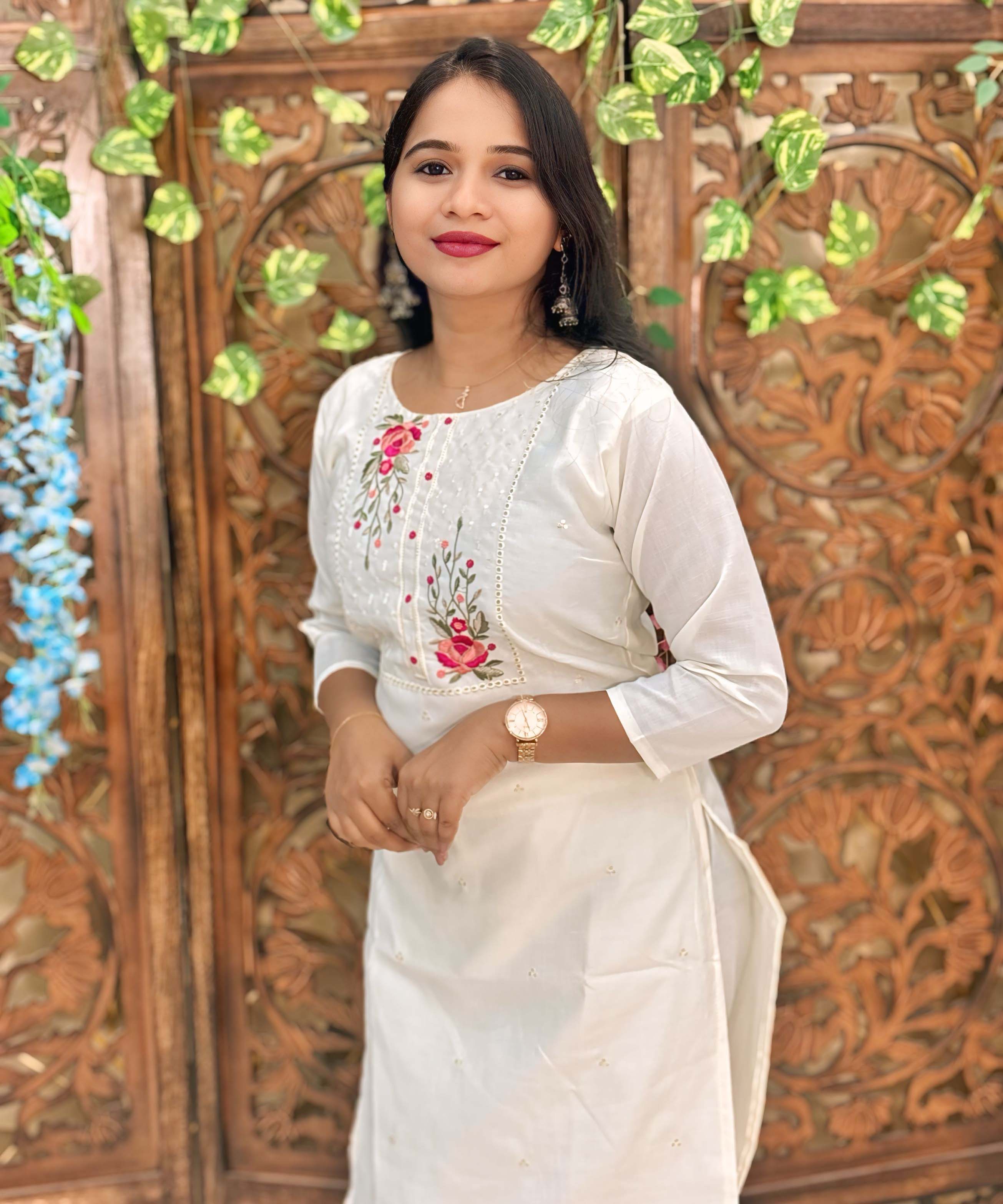 White and Black Color Cotton Salwar Set with Organza Dupatta 3 Piece Salwar Set / ESS348