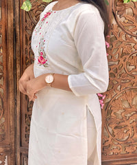 White and Black Color Cotton Salwar Set with Organza Dupatta 3 Piece Salwar Set / ESS348