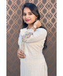 White and Pink Hakoba Grand Salwar Set / ESS133