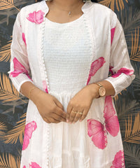 White and Pink Western Suit with Over Coat / ESS328