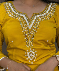 Yellow and Half White Salwar Set / ESS115