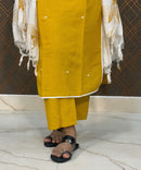 Yellow and Half White Salwar Set / ESS115