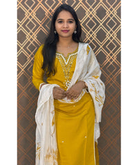 Yellow and Half White Salwar Set / ESS115