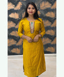 Yellow and Rama Green Premium Silk Cotton Handwork with Banarasi Dupatta 3 Piece Salwar Set / ESS283