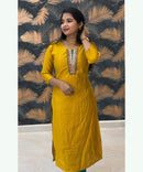 Yellow and Rama Green Premium Silk Cotton Handwork with Banarasi Dupatta 3 Piece Salwar Set / ESS283