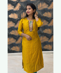 Yellow and Rama Green Premium Silk Cotton Handwork with Banarasi Dupatta 3 Piece Salwar Set / ESS283