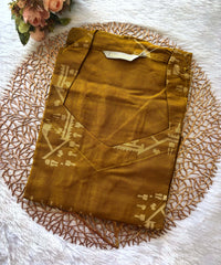 Mustard Yellow Color shaped V neck Flex Cotton Kurti with Pocket / LSS196